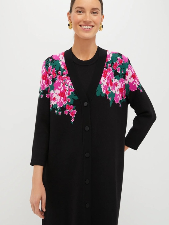 Tuckernuck Sweaters - Tuckernuck Climbing Roses Knit Jacquard Liv Cardigan